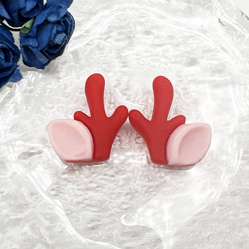 Resina animal de dibujos animados oído de ciervo hecho a mano DIY crema pegamento teléfono móvil Shell horquilla zapato hebilla muñeca parche decorativo