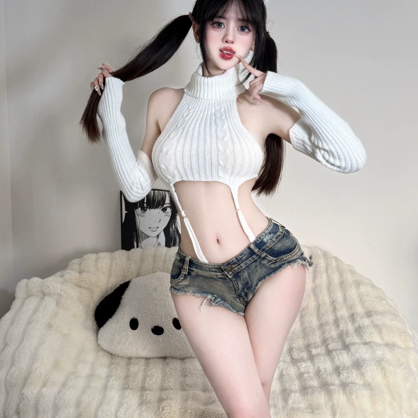 Sexy base short fitted knitted design vest sleevless, lifting effect