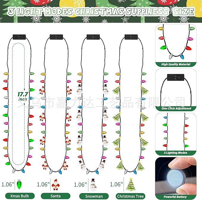 2025 新しい LED 発光ネックレスクリスマス装飾品 LED ライトフラッシュ小さなイチゴ電球ネックレスビーズチェーン|undefined