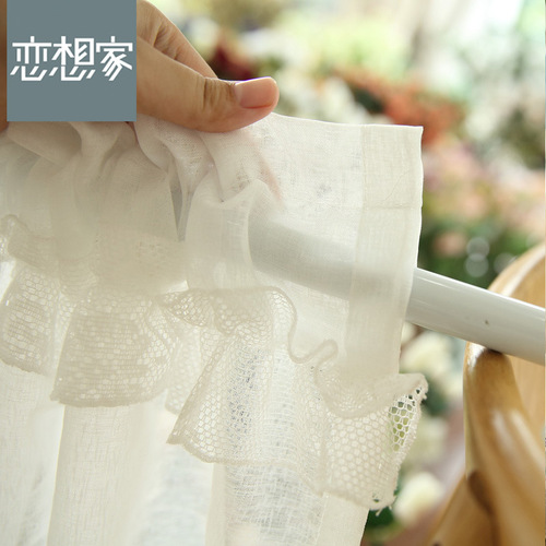 Half curtain decorative coffee curtain short curtain fresh pastoral solid color gauze curtain kitchen cabinet curtain curtain door curtain finished product