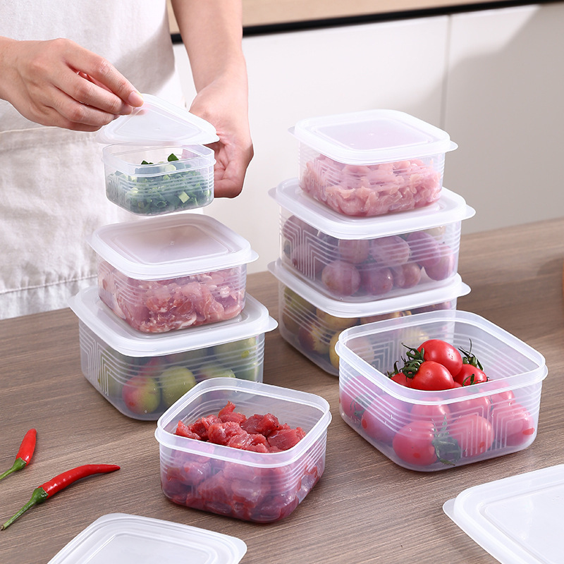 冷蔵庫鮮度保持ボックスキッチン密封ボックス蓋付き食品包装プラスチックボックス家庭用冷凍野菜と果物の保存ボックス|undefined