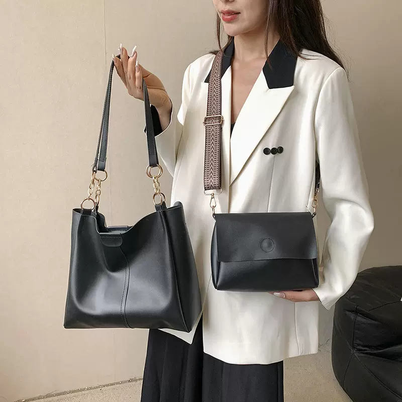 两件套大容量单肩包2024新款时尚百搭托特包上班通勤质感包女外贸