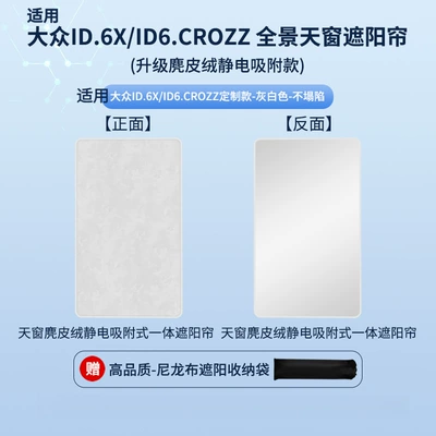 Version, Static Cling Sunshade Curtain, Car curtains - electrostatic-adsorption-model-suede-gray1-volkswagen-21-id6crozz-canopy-version
