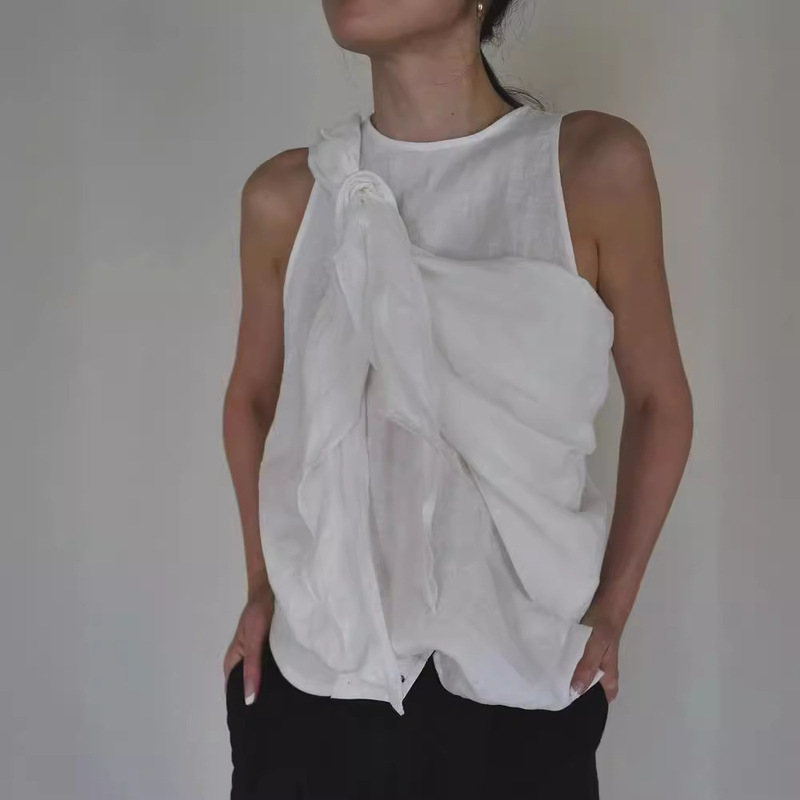 Qianghe Summer New Japanese Style Fashionable Ins Blogger Lazy Elegant Linen Shirt Loose Slimming Look Top