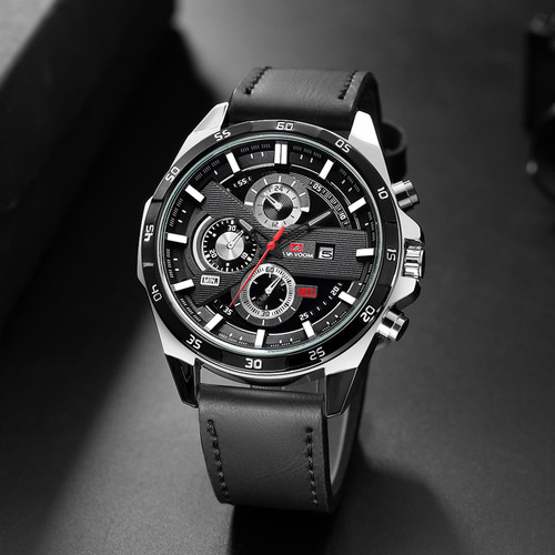 Fashionable Men's Waterproof Fashion Outdoor Sports and Leisure Watch Student Pinduoduo Belt Calendar Quartz Watch