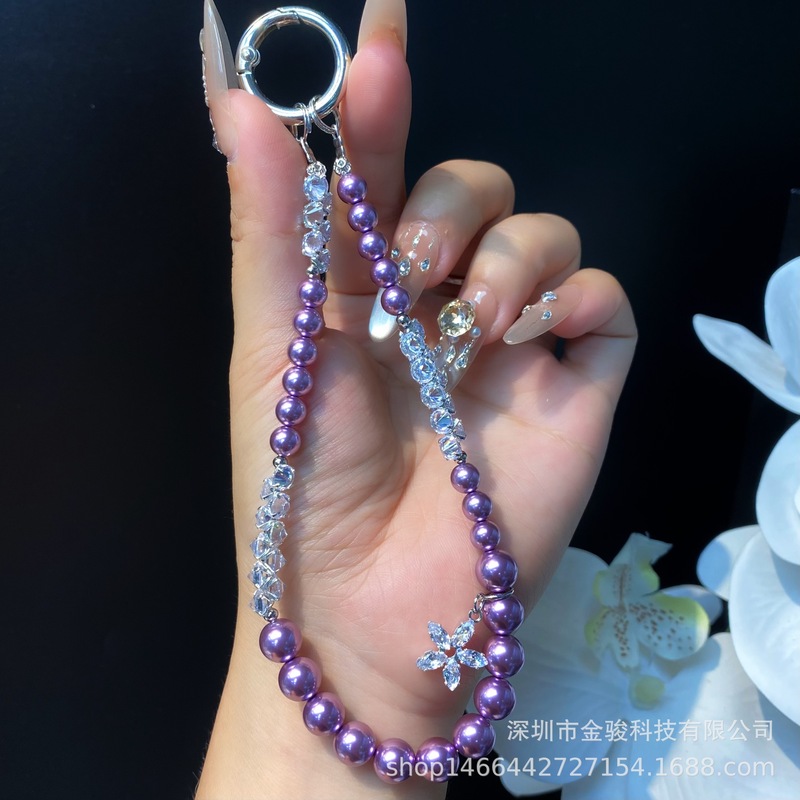 精致高级感手机链大华珍珠水钻气质手腕挂链小众串珠链条挂饰批发|undefined