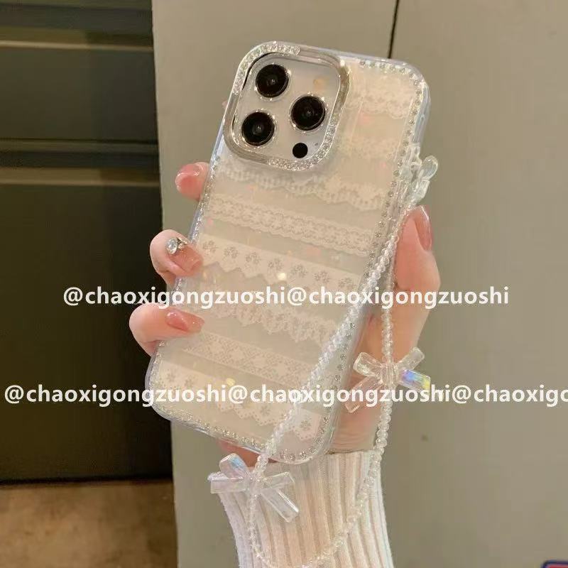 韩系ins可爱简单高级感白蕾丝适用iPhone16promax苹果15手机壳14|undefined