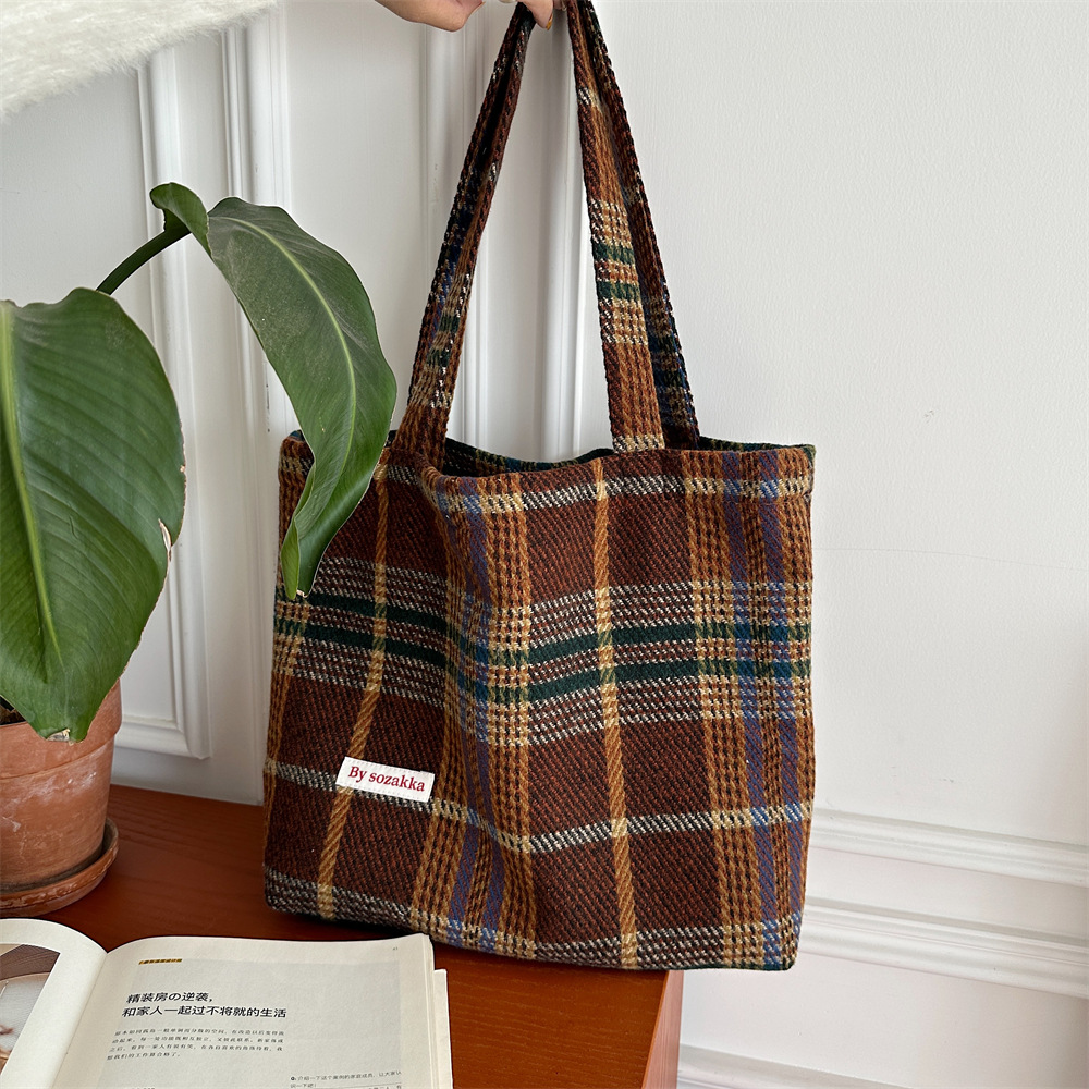 311021 textura de lana de gran capacidad bolsa de cercanías de las mujeres bolsa 2023 nuevo bolso de hombro portátil de la tela