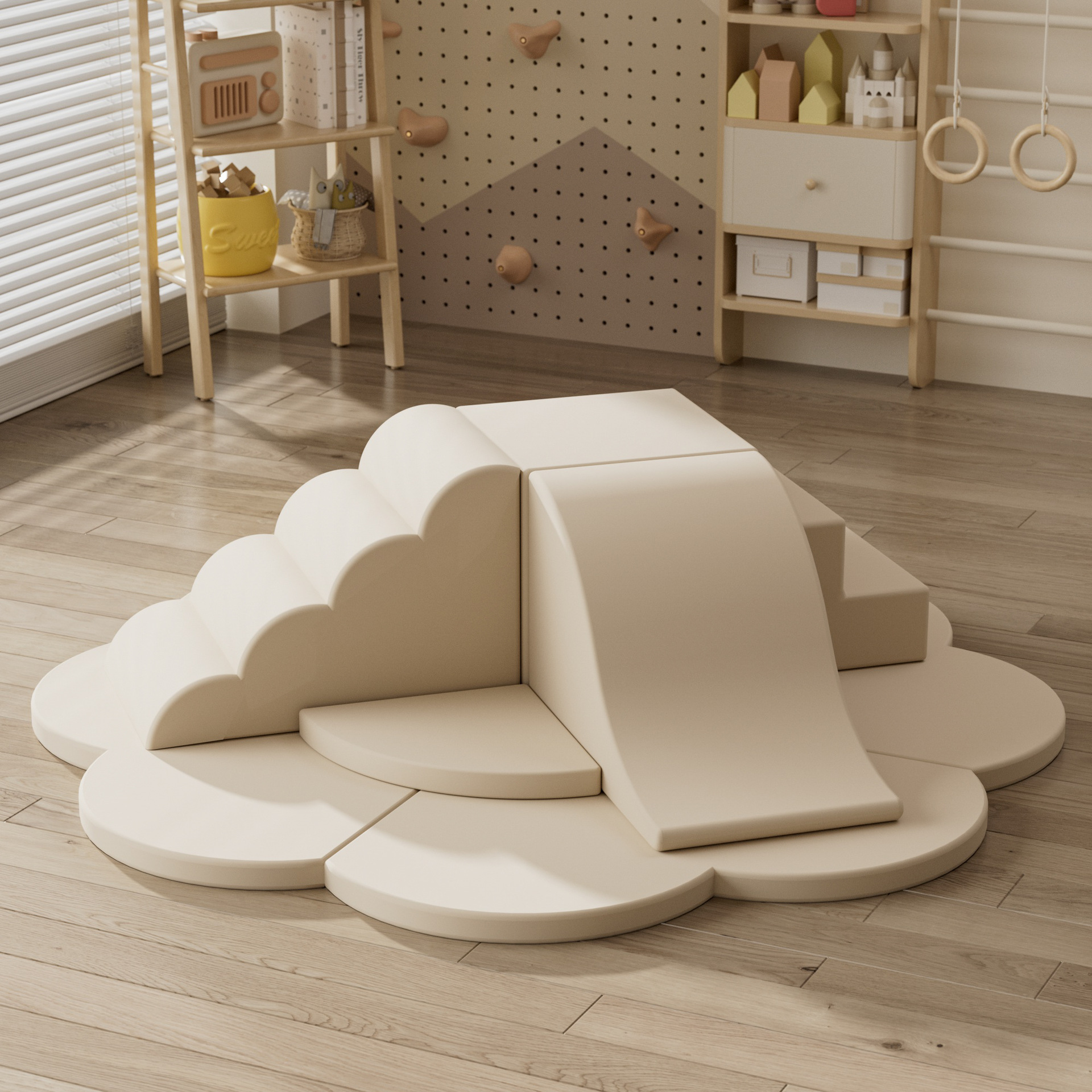 Centro de educación temprana al por mayor transfronterizo, combinación de escalada y deslizamiento de software, entrenamiento de integración sensorial para bebés, tobogán de bolsa suave para interiores para niños