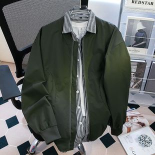 American-Style Minimalist Pilot Jacket for Men, Spring and Autumn Vintage Street Versatile Coat, Trendy Casual Loose Baseball Jacket