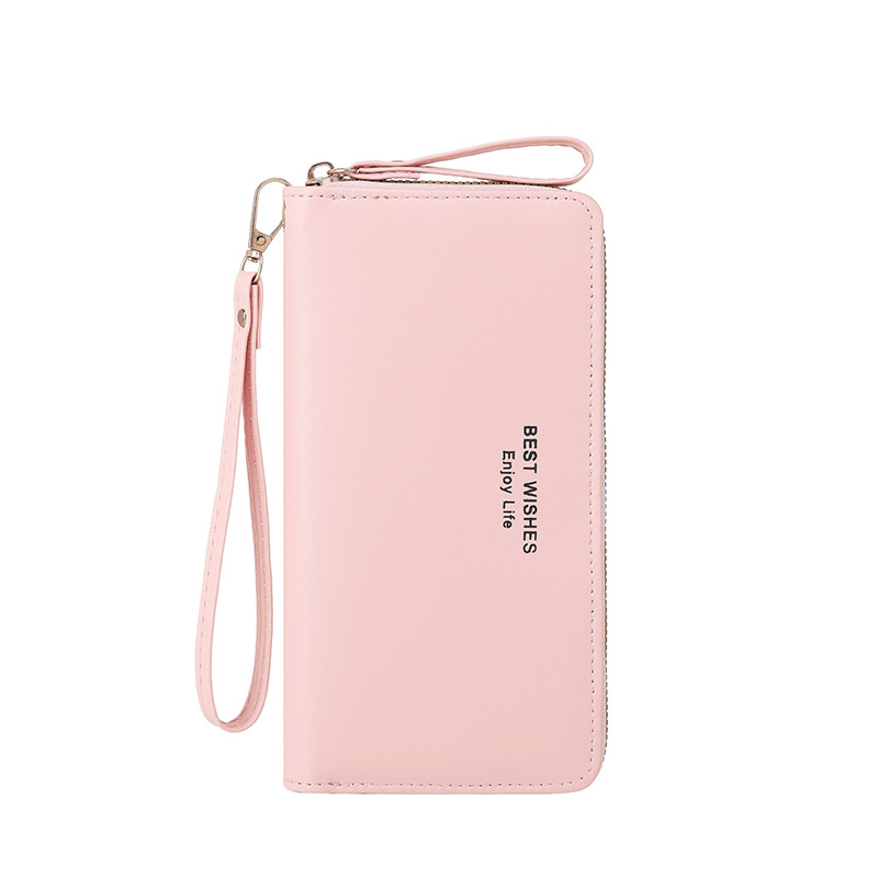 Nueva versión coreana de la billetera larga de damas, billetera de negocios de lujo ligera, moda multi-tarjeta billetera con cremallera al por mayor