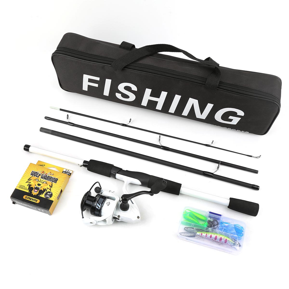 Beginner's Lure Rod Four-Section Lure Rod Set with Straight Handle and Gun Handle, Quick-Adjustment Beginner's Fishing Gear Set, Complete Set from Cross-Border Factory