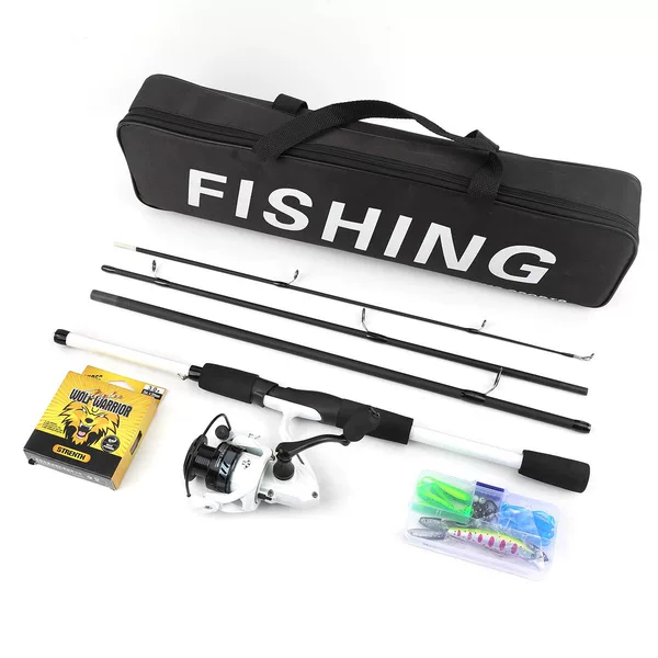 Beginner's Lure Rod Four-Section Lure Rod Set with Straight Handle and Gun Handle, Quick-Adjustment Beginner's Fishing Gear Set, Complete Set from Cross-Border Factory