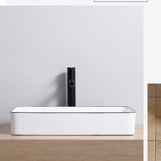 Nuevo borde Delgado mesa cuadrada arte lavabo de cerámica lavabo baño bañera al por mayor