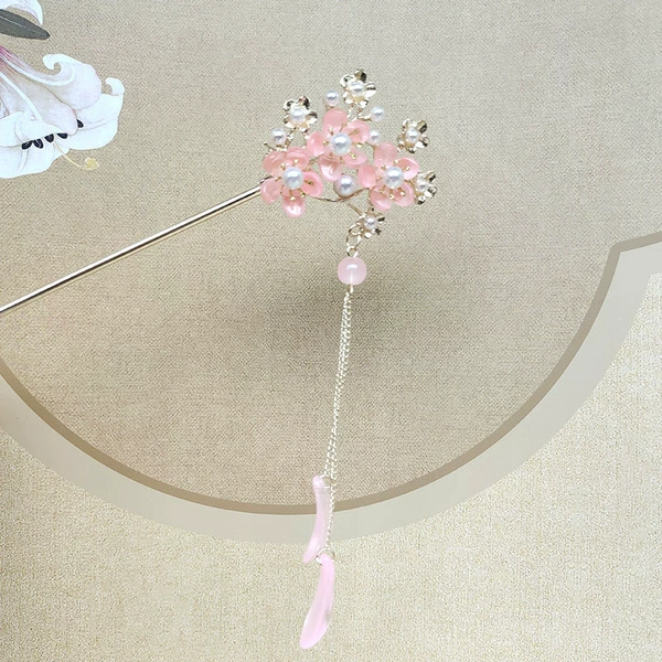 Fuchsia Chinese hairpin, flowered