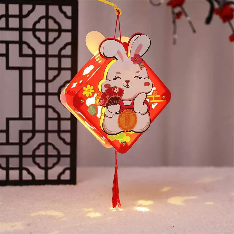 Handheld music cartoon flashlight, rabbit, 2023, DIY
