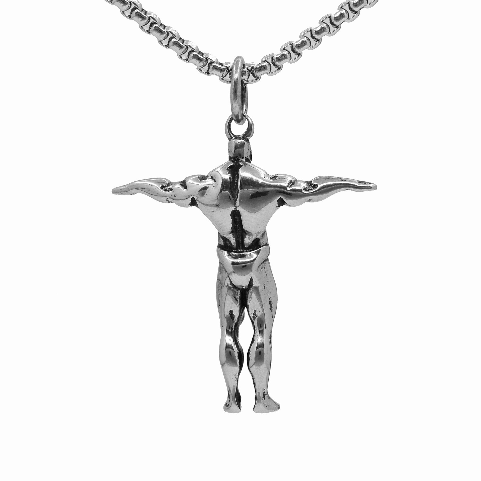 Bodybuilder Pendant Necklace In Stainless Steel For Men_voghion.com