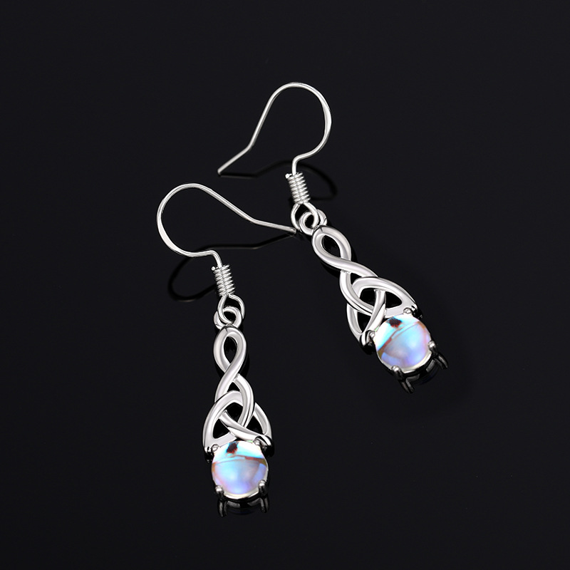 Moonlight Stone Necklace Set With Triangle Twisted Earrings_voghion.com