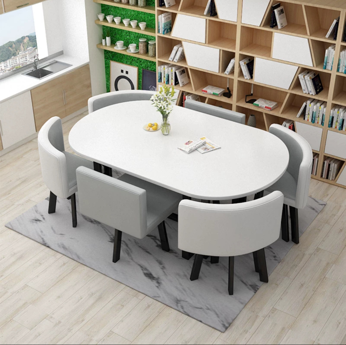 150*90 escritorio blanco 0 gris claro cuero blanco gris claro una mesa seis sillas
