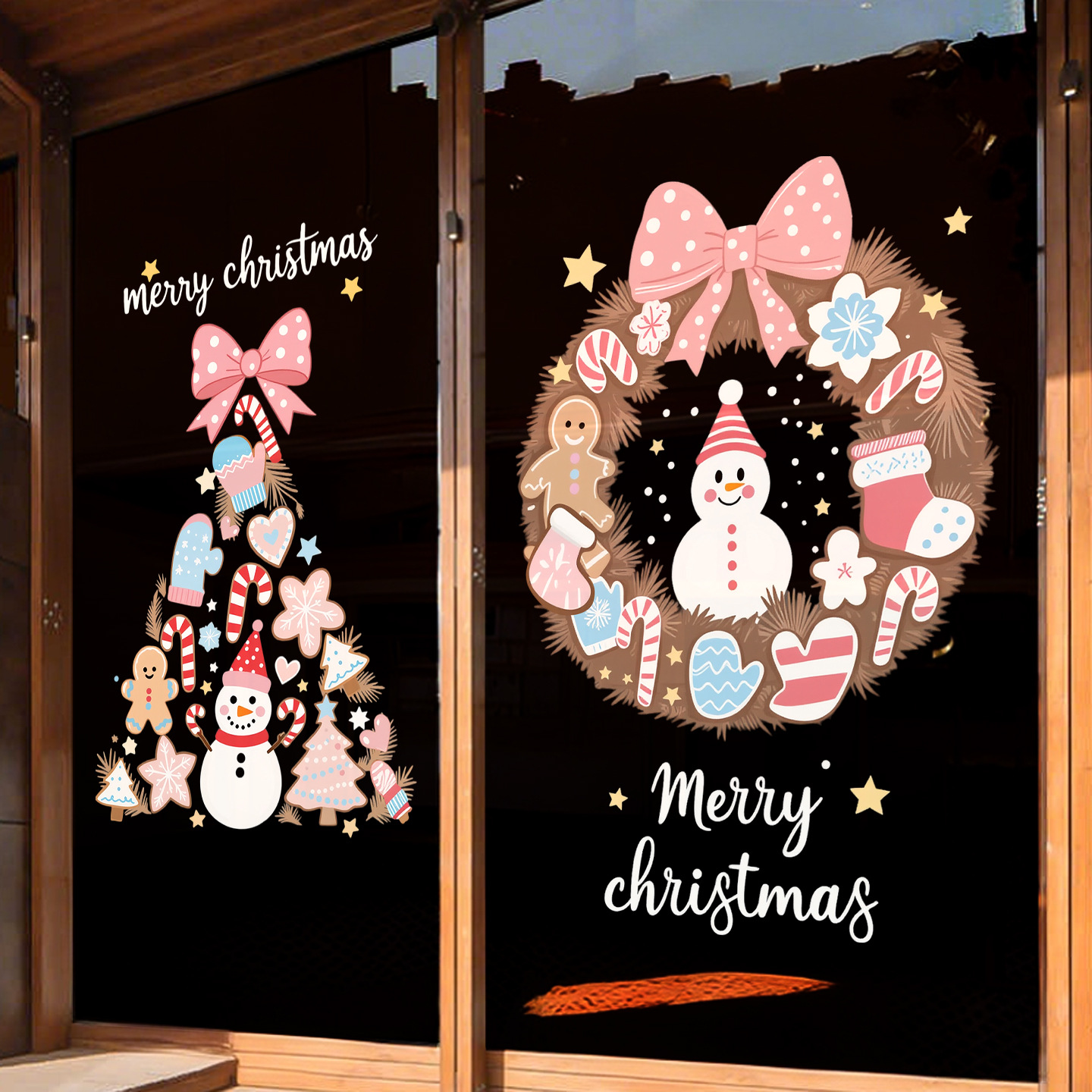 圣诞主题雪人装饰贴纸2026橱窗玻璃贴纸圣诞节装饰品店铺橱窗贴画