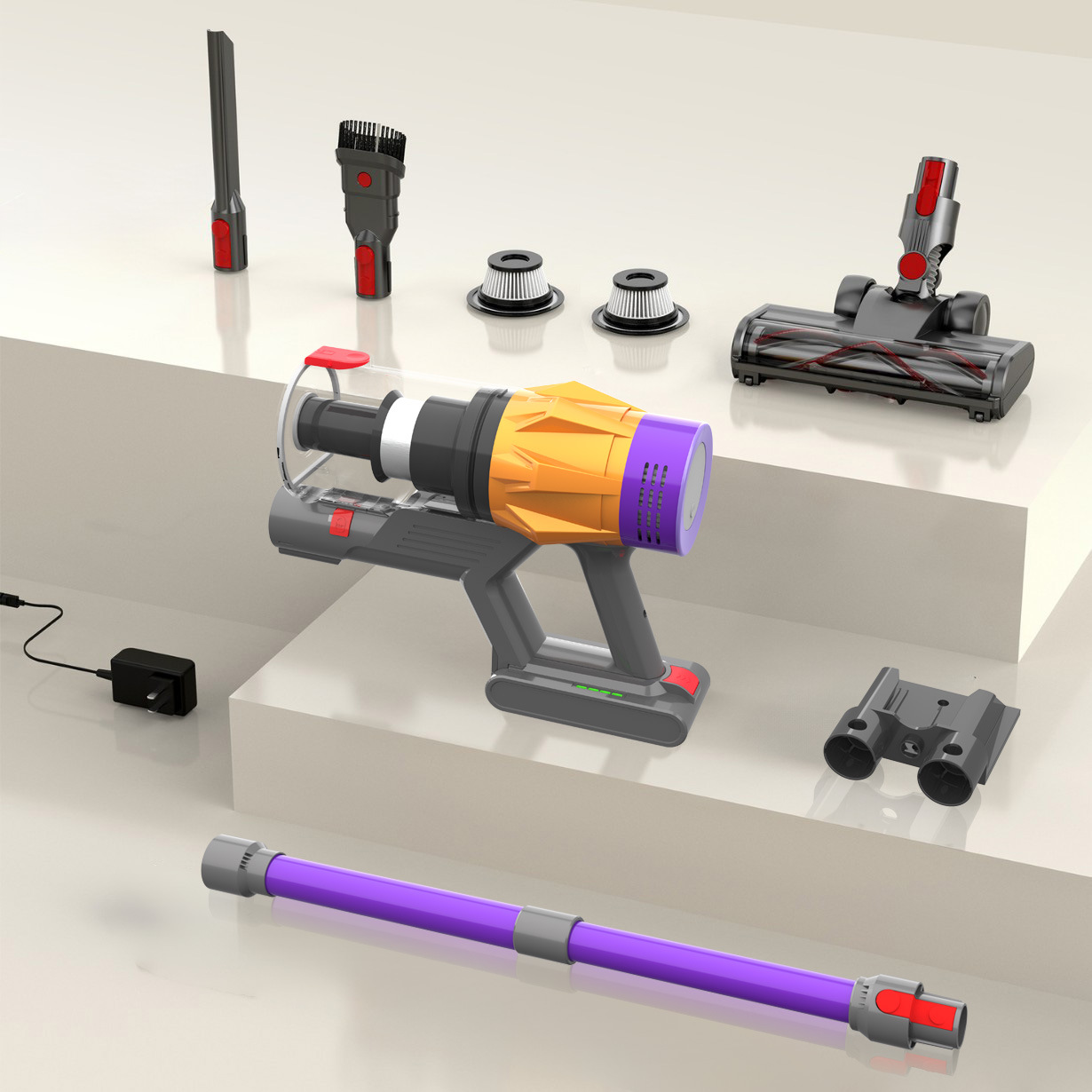 Tecnología flash V18 accesorios de eliminación de ácaros tubo telescópico celda de filtro cepillo rodante cepillo eléctrico un lote de limpiador de polvo