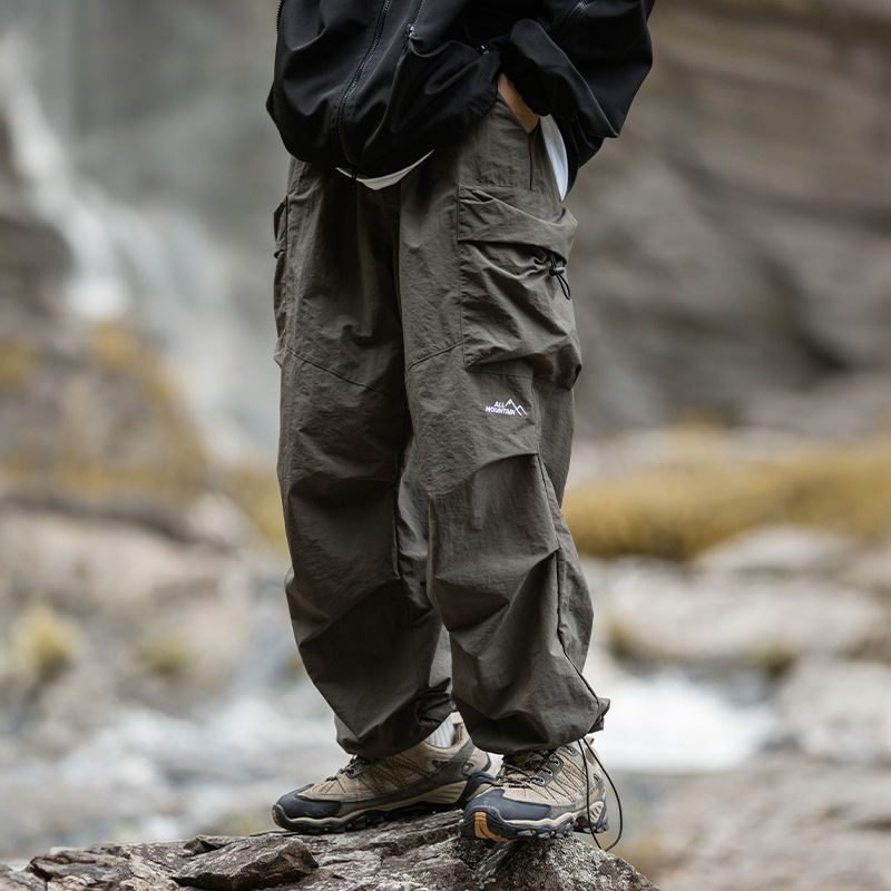 Double Pleated Large Flap Pocket Pants Paratrooper Pants Spring New Japanese Style Loose Outdoor Functional Water-Repellent Casual Cargo Pants