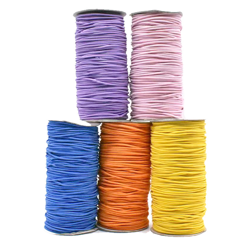 现货批发 彩色圆绳橡筋 高弹力绳 猪鼻调节扣圆松紧绳2mm-3mm卷装