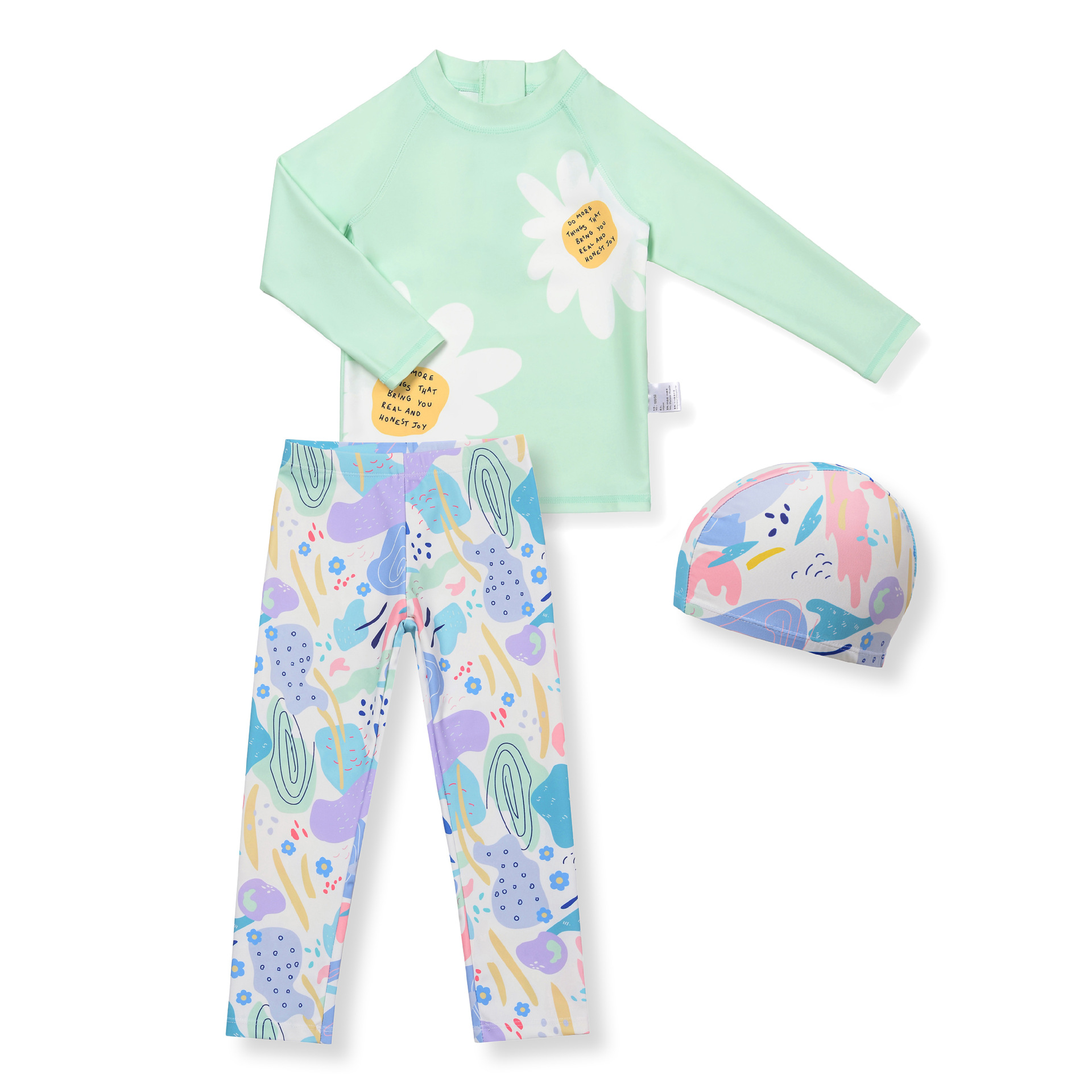 Two-Piece Fashion Fresh Style Big Kids Girls' Swimwear Sun Protection Children's Swimsuit Set_voghion.com