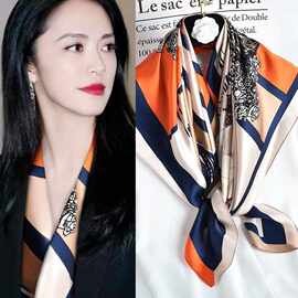 仿真丝缎面印花丝巾 新款围巾女百搭70方巾90围脖110领巾批发厂家