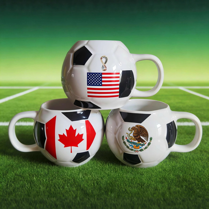 Ceramic Football Cup, Personalized Water Cup, Beer Cup, American, Canadian and Mexican Football World Cup