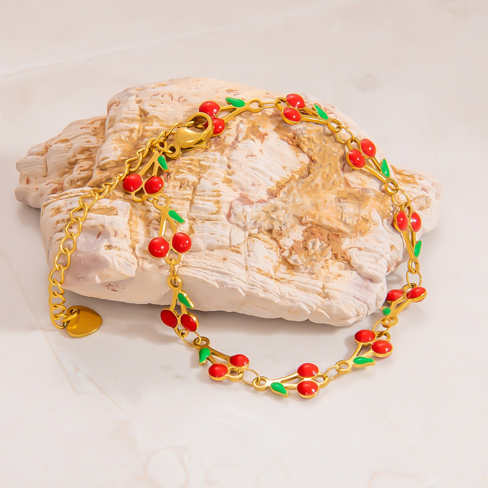 PVD Coated Gold Plating Process Lobster Trigger Clasp Closure Clasp Closure Type PVD Coated Real Gold Plated 18K Gold Cherry 304 Stainless Steel Sweet Waterproof Non Tarnish 304 Stainless Steel Lobster Trigger Clasp Closure Bracelets