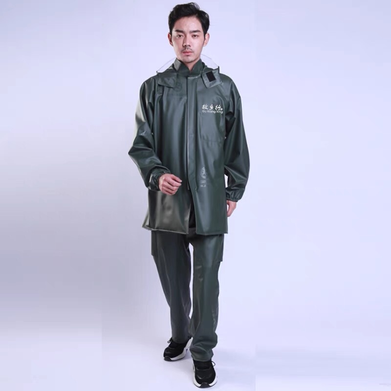 Hometown Bank PVC-38 Raincoat and Rain Pants Set Adult Split Outdoor Work Cycling Wear-resistant Breathable Rainproof Trbottomy