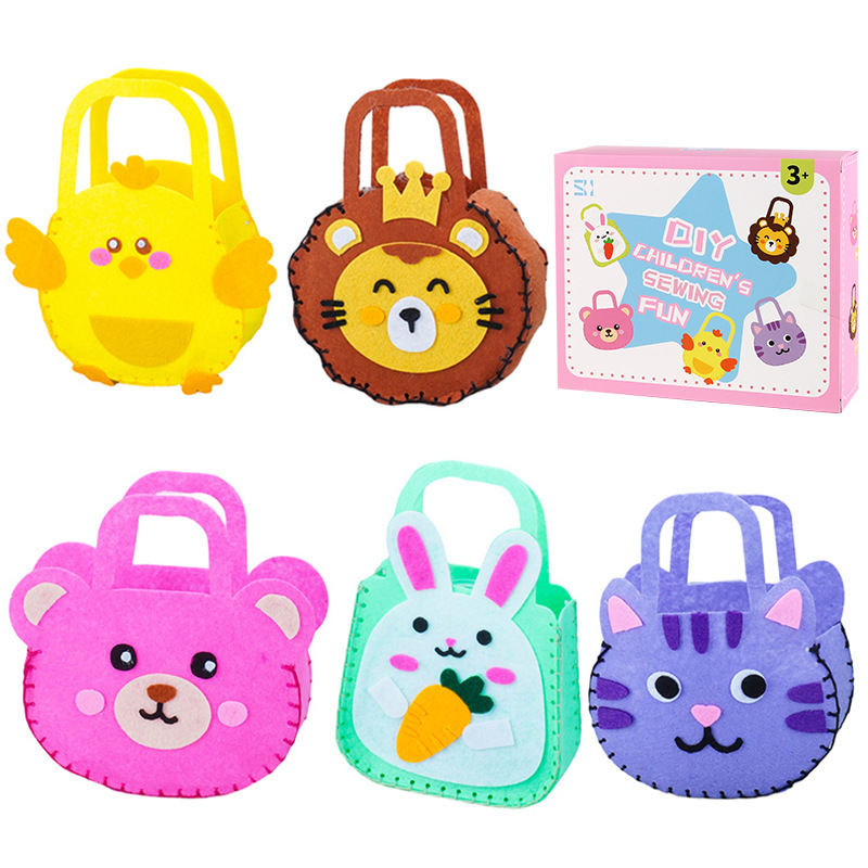 Muñecas de tela no tejida hechas a mano para niños jardín de infantes diy animales materiales hechos a mano bolsas de juguetes para niñas image 5