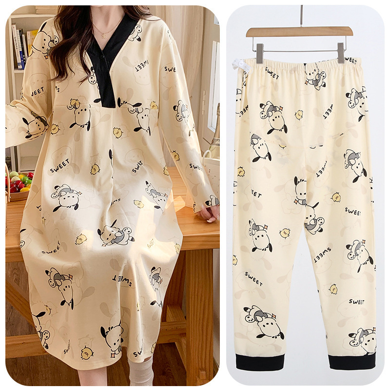 Maternity Skirt for Hospital Delivery Room, Pregnant Women with Breast Pads, Cotton Summer Thin Pure Plus Belly Support Pants, Postpartum Nightgown for Breastfeeding