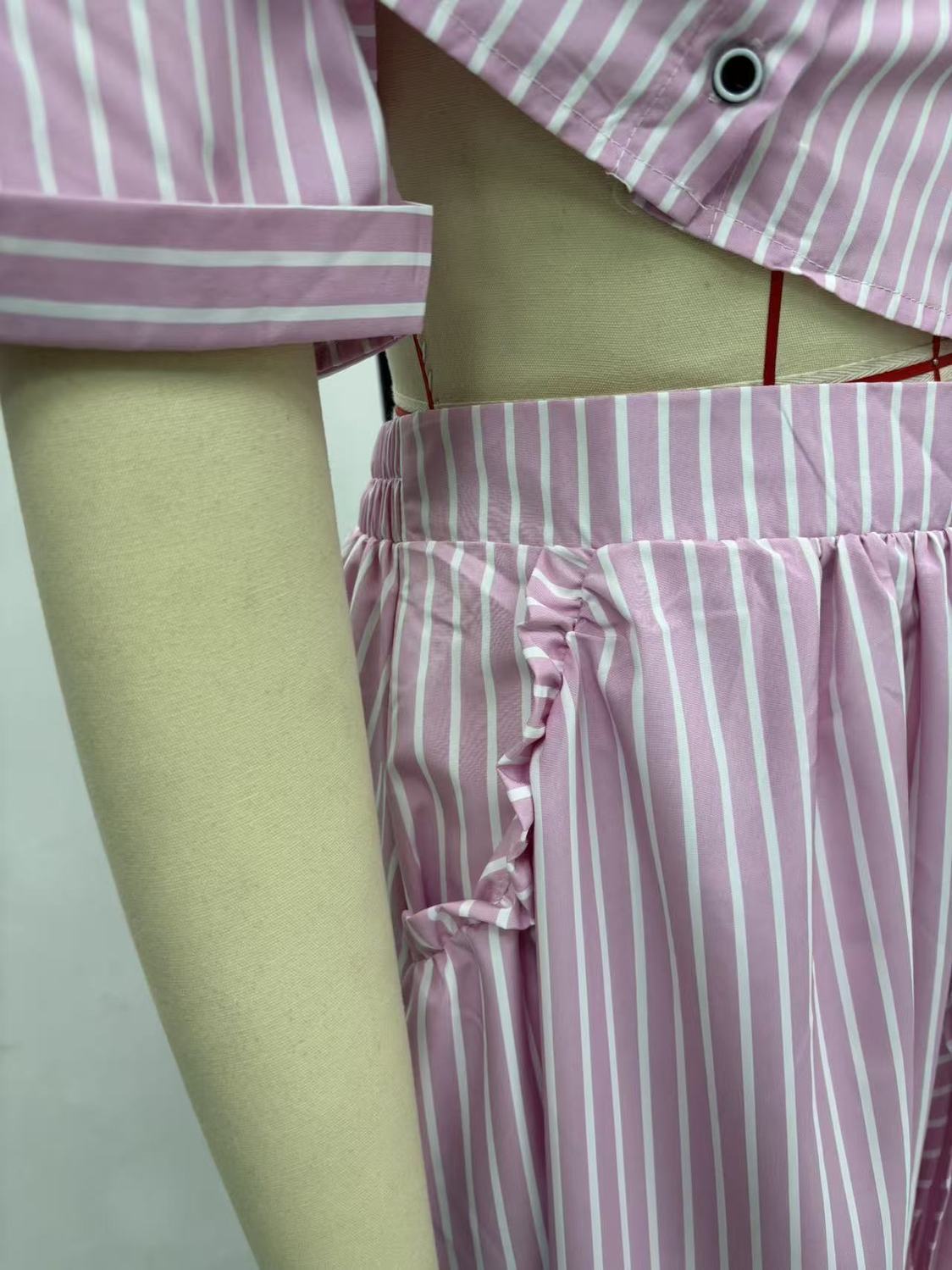 Women's Clothing Women's Style Striped Cardigan Shirt High Waist Slim Fit Tie Up Skirt Two Piece Set Fashion_ecoleips.com