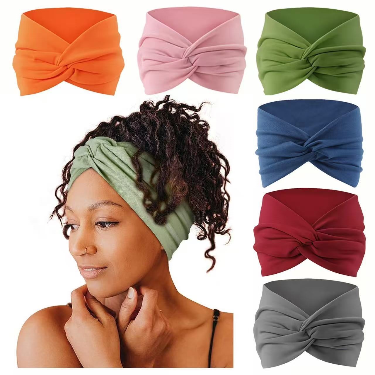 Europa y los Estados Unidos de color sólido banda de pelo deportiva ancho banda de pelo antiperspirante bandana de pelo yoga fitness banda de pelo deportiva absorción de sudor adornamiento para el pelo