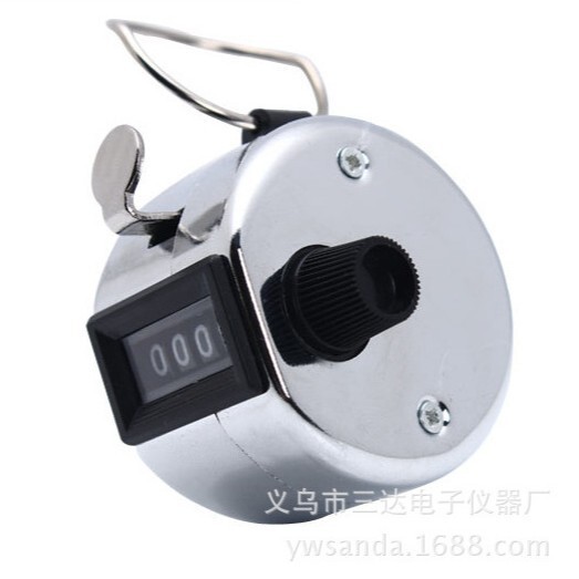 5205#蓝盒手握按动薄款金属机械式计数器四位数显9999理货点数器|undefined