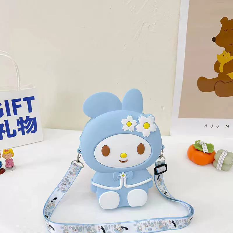 Children's bag, cartoon brand wallet, fashionable silicone shoulder bag