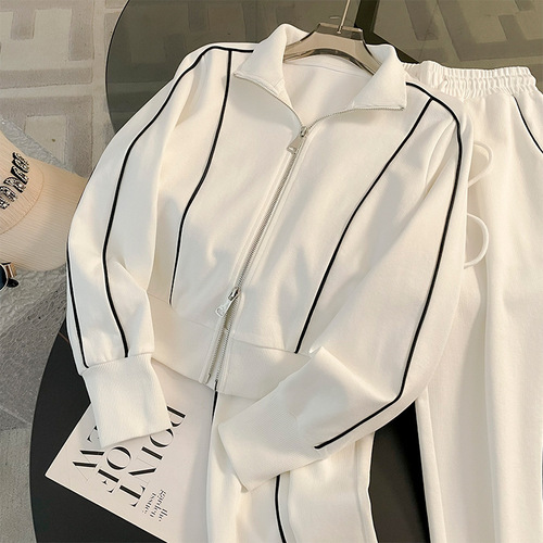 Women's Autumn 2026 New High-end Fashion Sporty Casual Hoodie Set with Wide Leg Pants Two-Piece Trendy Set