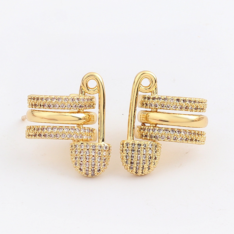 Style Simple Trombone Le Cuivre Boucles D'oreilles Zircon Boucles D'oreilles En Cuivre display picture 8