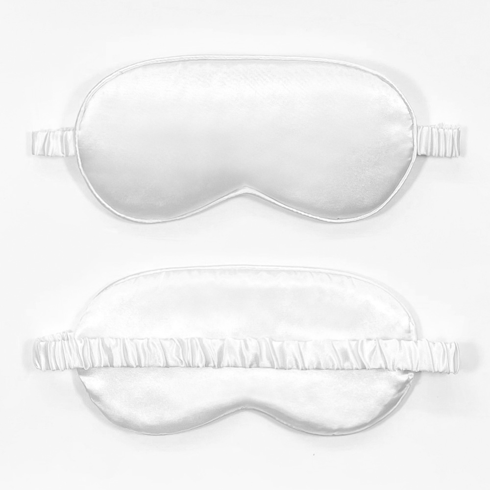 Spot máscara de ojos sombreada de seda de imitación de doble cara soporte logotipo de impresión de seda de morera máscara de ojos con incrustaciones de tedina de intestino grueso