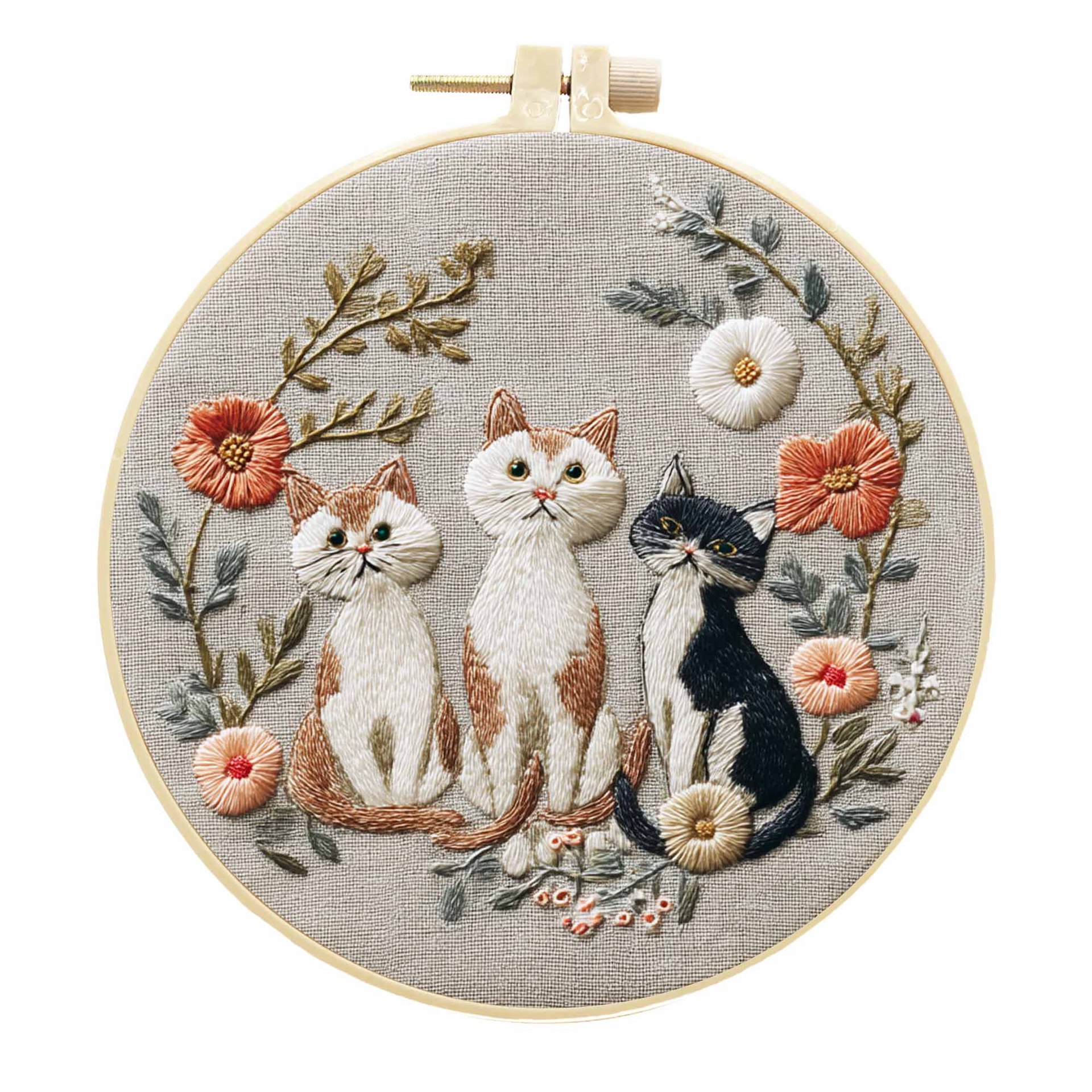 Paquete de material de bricolaje bordado a mano original de gato transfronterizo kit de bordado a mano gratuito paquete de material de bordado de bricolaje