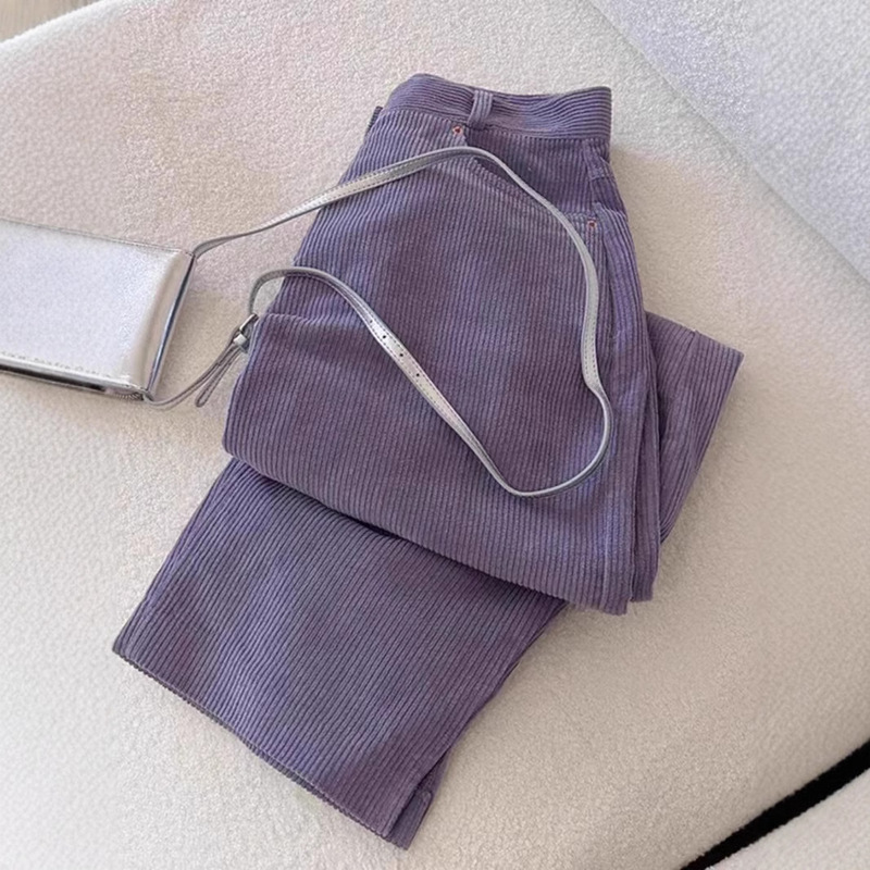 Strong goods without D recommend! Sweet Taro Purple Corduroy Pants Women's 2025 Early Spring New Style Straight Niche Chic Pants Strong goods without D recommend! Sweet Taro Purple Corduroy Pants Women's 2025 Early Spring New Style Straight Niche Chic Pants