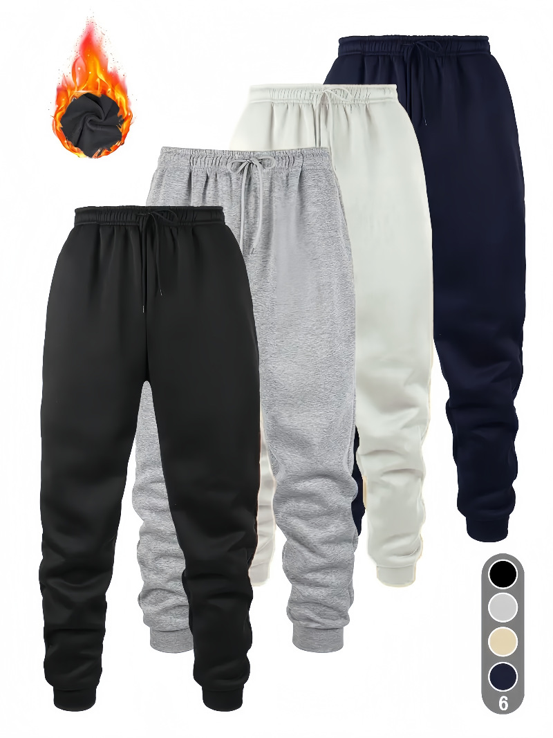 Transfronterizo tamaño europeo multi-pieza hombre moda ocio pantalones deportivos de invierno para correr pantalones deportivos de fitness pantalones de color sólido image 5