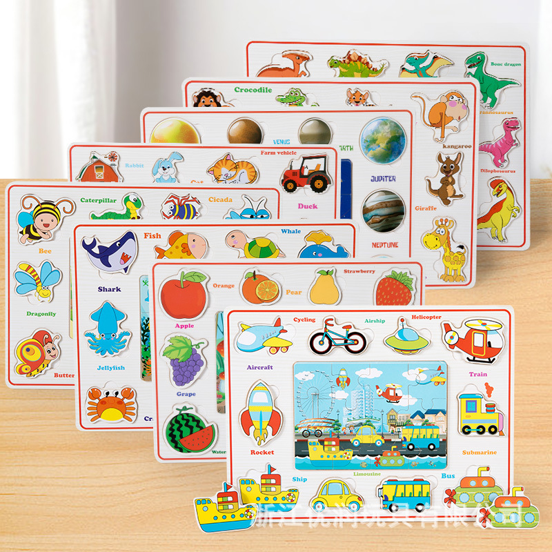 Wooden Children's Early Education Three-Dimensional Puzzle Order Matching Puzzle Concentration Training Game Cross-Border Wholesale