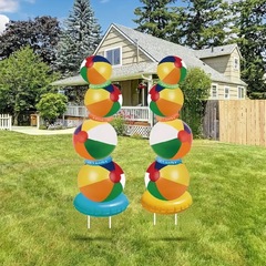 ロゴ付きのホットなカラフルなビーチボール、中庭の芝生、屋外のオープンエアの水泳パーティーの装飾用