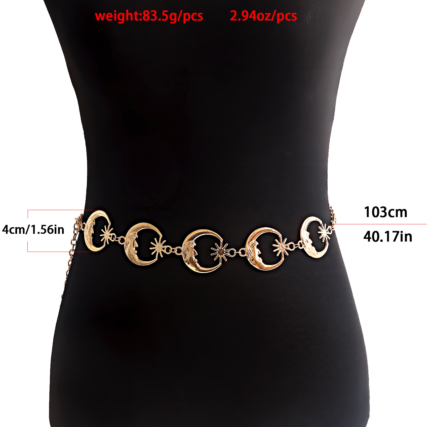 Fashion Moon Metal Plating Waist Chain display picture 1