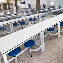 食堂餐桌连体组合学校学生6四4人工厂员工餐厅挂凳工地饭堂餐桌椅