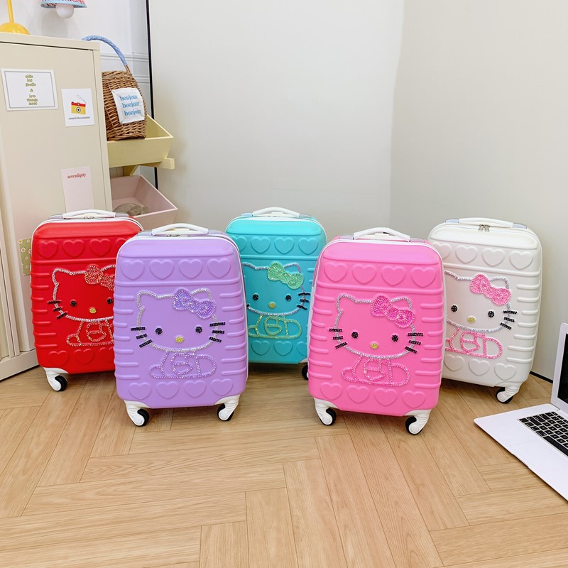 Cross-Border 16inch Children's Trolley Suitcase Cute Cartoon Kt Cat Travel Suitcase Korean Style Student Luggage Suitcase with Universal Wheels