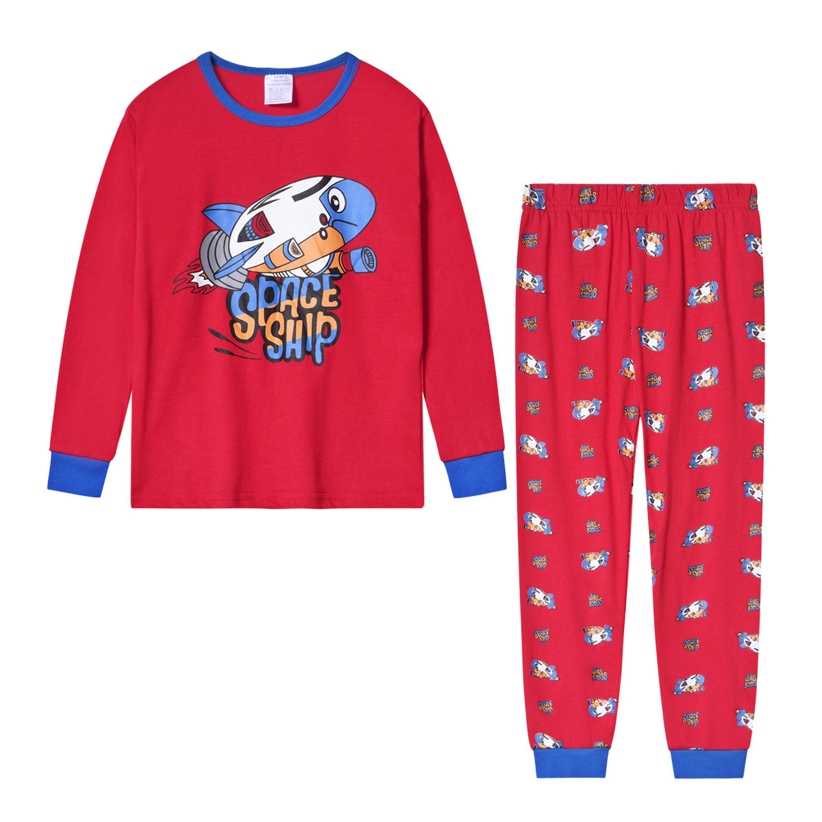 Pijamas para niños de dos piezas de estilo europeo y americano cuello redondo manga larga dibujos animados impreso ropa de aire acondicionado comercio exterior al por mayor ropa para niños grandes